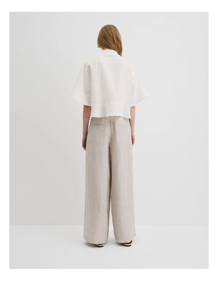 Organically Grown Linen Ruffle Detail Top in Antique White image 4