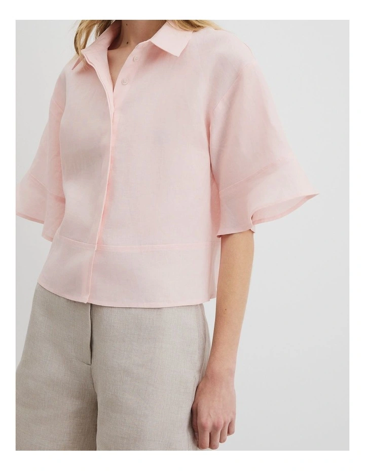 Organically Grown Linen Ruffle Detail Top in Ballet Pink image 2