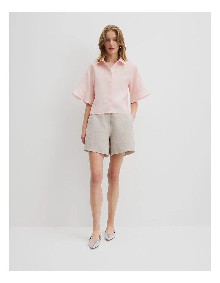 Organically Grown Linen Ruffle Detail Top in Ballet Pink image 3