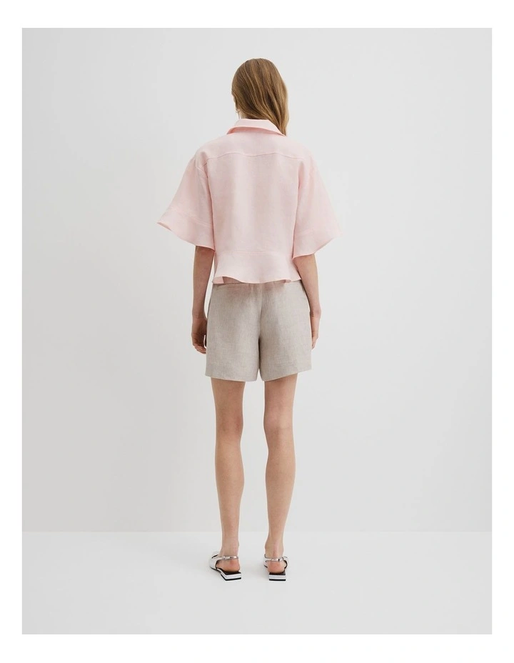 Organically Grown Linen Ruffle Detail Top in Ballet Pink image 4