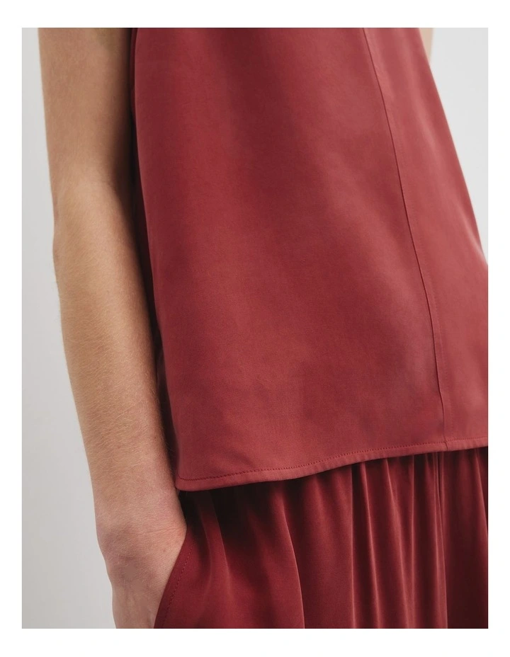 Cupro Scoop Neck Tank in Brick image 2
