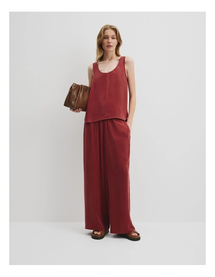 Cupro Scoop Neck Tank in Brick image 3