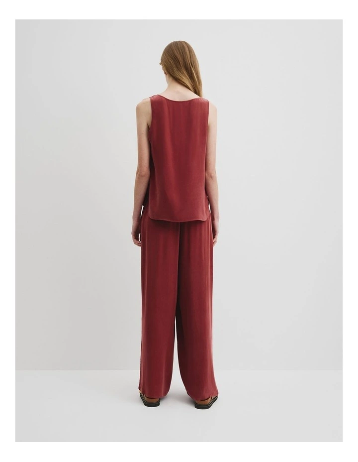 Cupro Scoop Neck Tank in Brick image 4