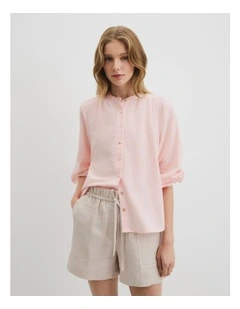 Organically Grown Cotton Blouson Blouse in Ballet Pink