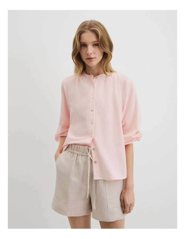 Organically Grown Cotton Blouson Blouse in Ballet Pink image 1