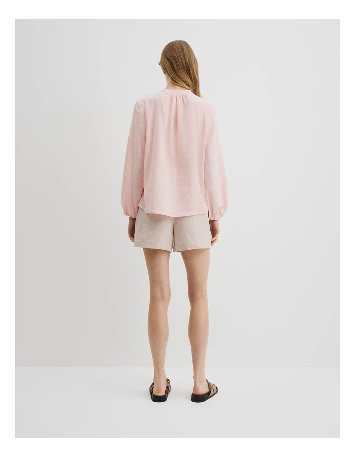 Organically Grown Cotton Blouson Blouse in Ballet Pink image 4