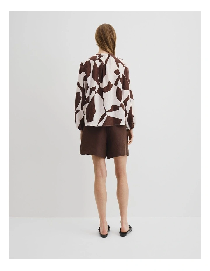 Organically Grown Cotton Blouson Blouse in Cocoa Geo image 4