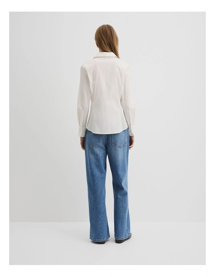 Fitted Poplin Shirt in Antique White image 4