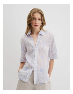 Print Utility Shirt in Diamond Geo