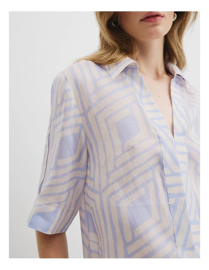 Print Utility Shirt in Diamond Geo image 2