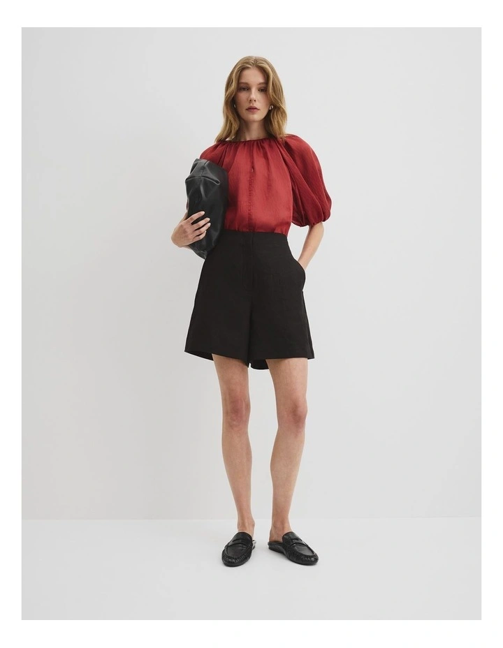 Organically Grown Linen Suit Short in Black image 1