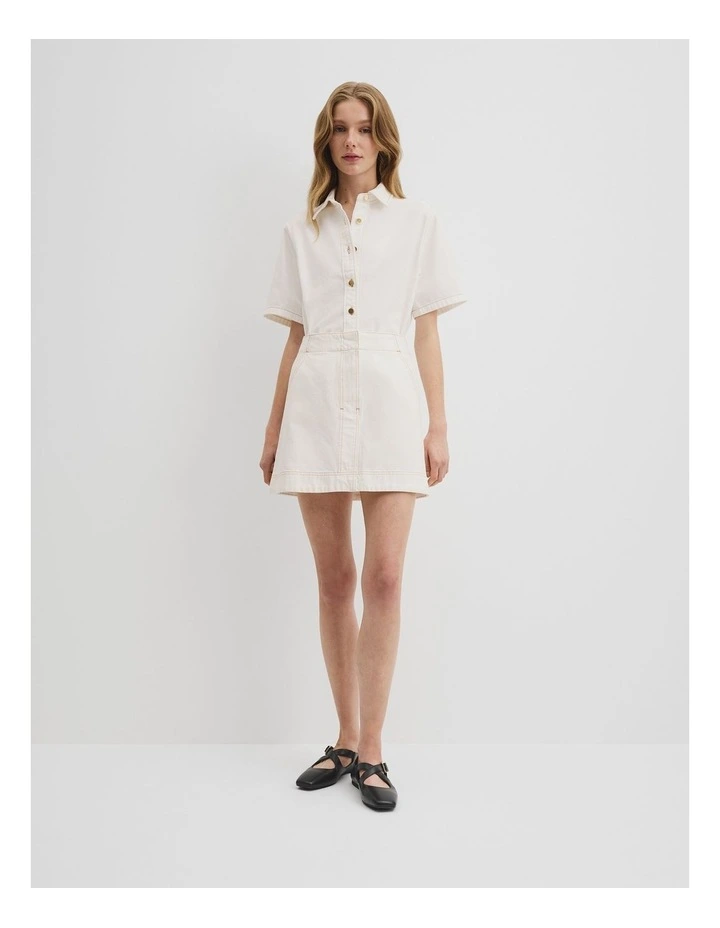 Denim Mini Skirt in White image 1