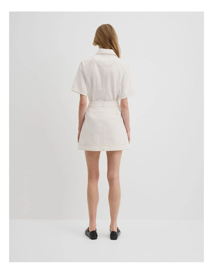 Denim Mini Skirt in White image 4