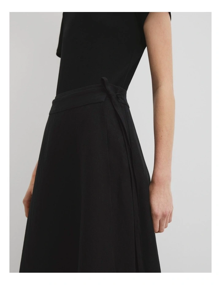 Organically Grown Linen Wrap Midi Skirt in Black image 3