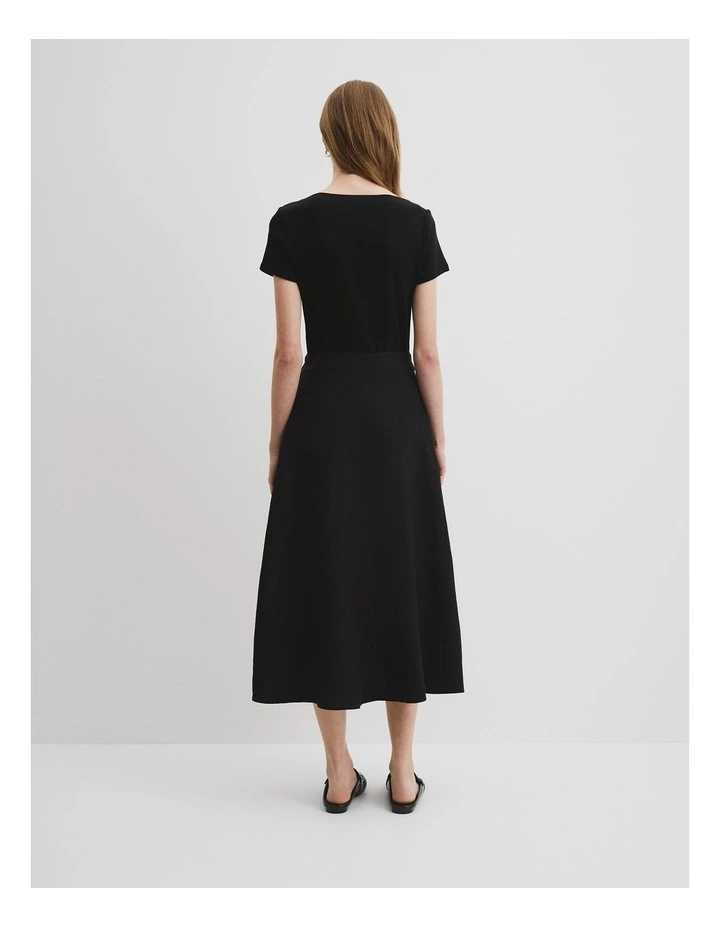 Organically Grown Linen Wrap Midi Skirt in Black image 4