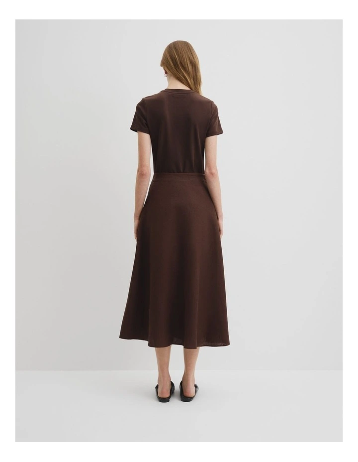 Organically Grown Linen Wrap Midi Skirt in Cocoa image 5