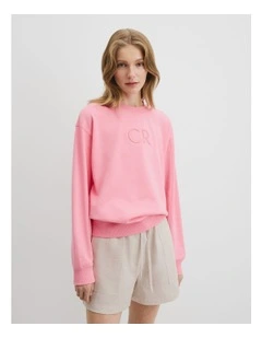 Australian Cotton Cr Logo Sweat in Rouge Pink