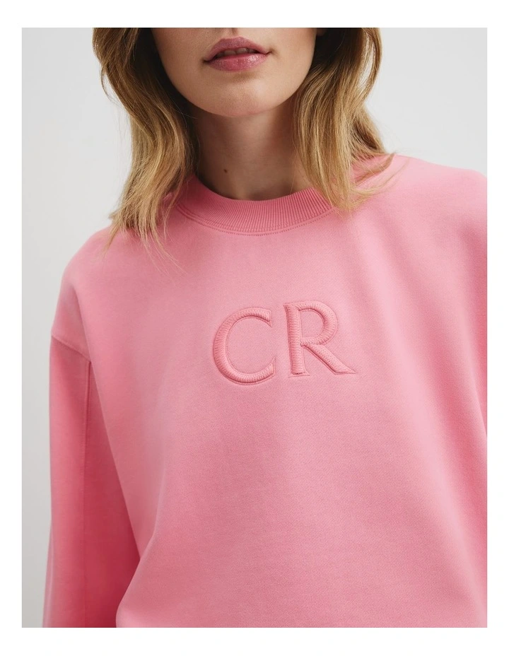 Australian Cotton Cr Logo Sweat in Rouge Pink image 2