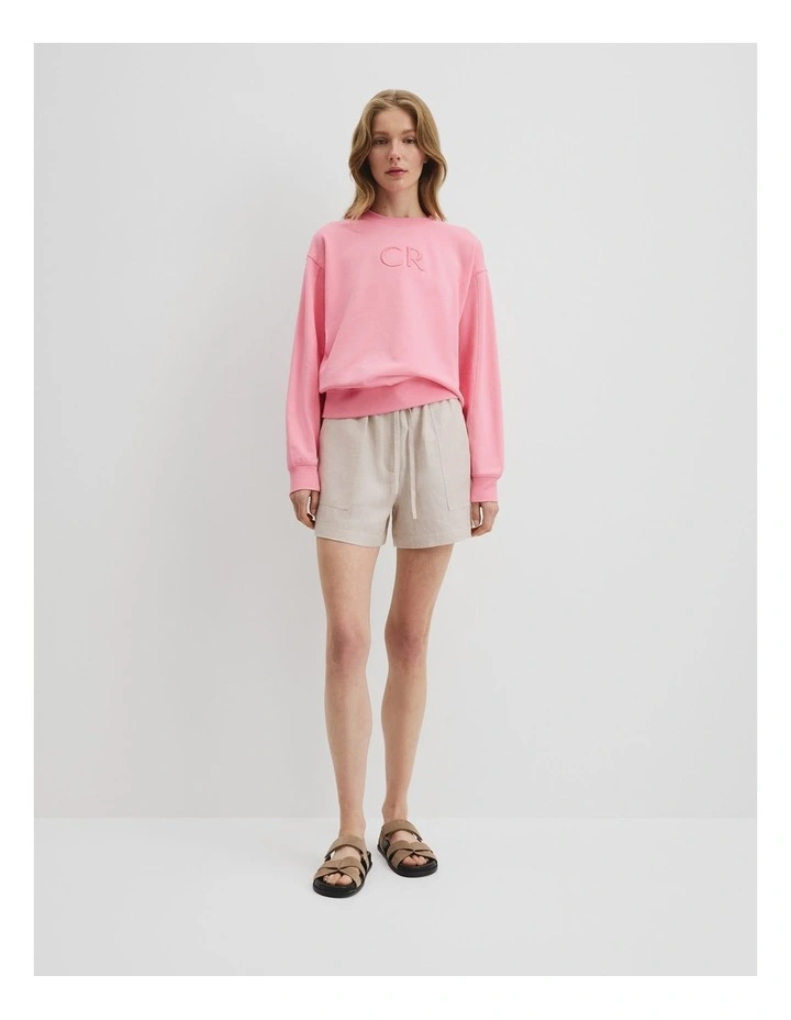Australian Cotton Cr Logo Sweat in Rouge Pink image 3