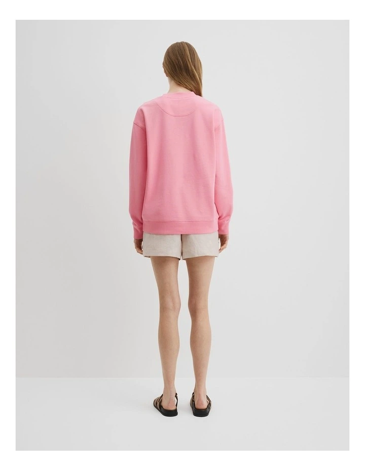 Australian Cotton Cr Logo Sweat in Rouge Pink image 4