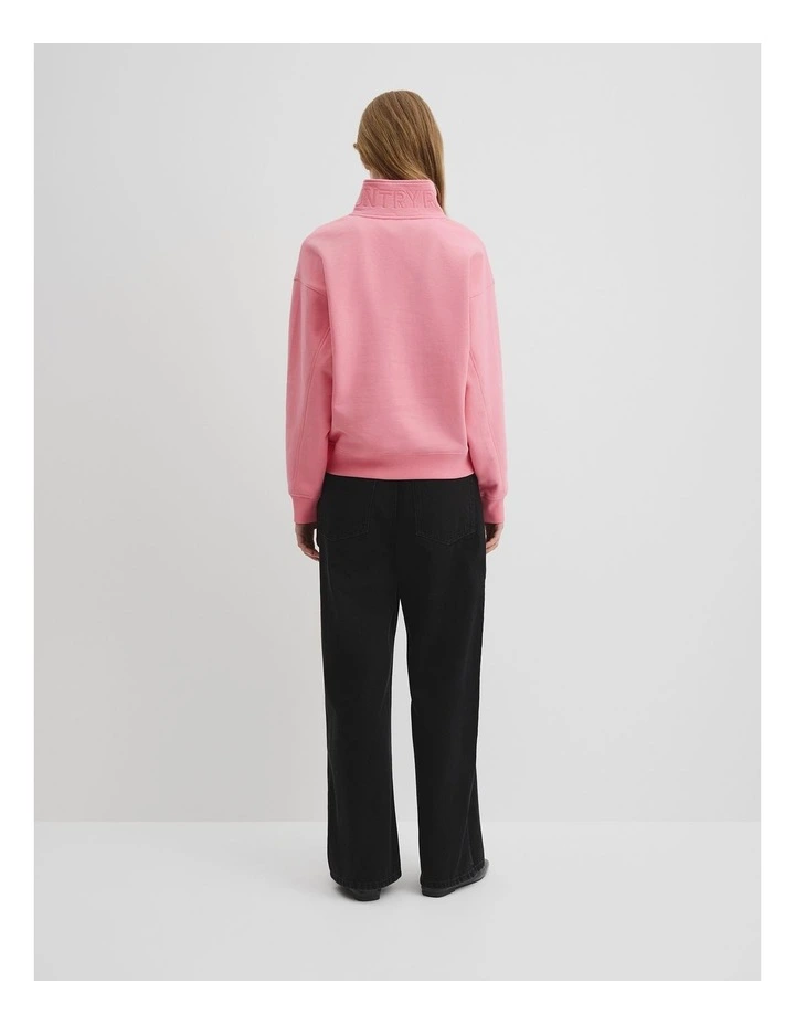 Australian Cotton Logo Neck Zip Sweat in Rouge Pink image 4