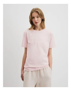 Verified Australian Cotton Heritage Embroidered T-shirt in Ballet Pink