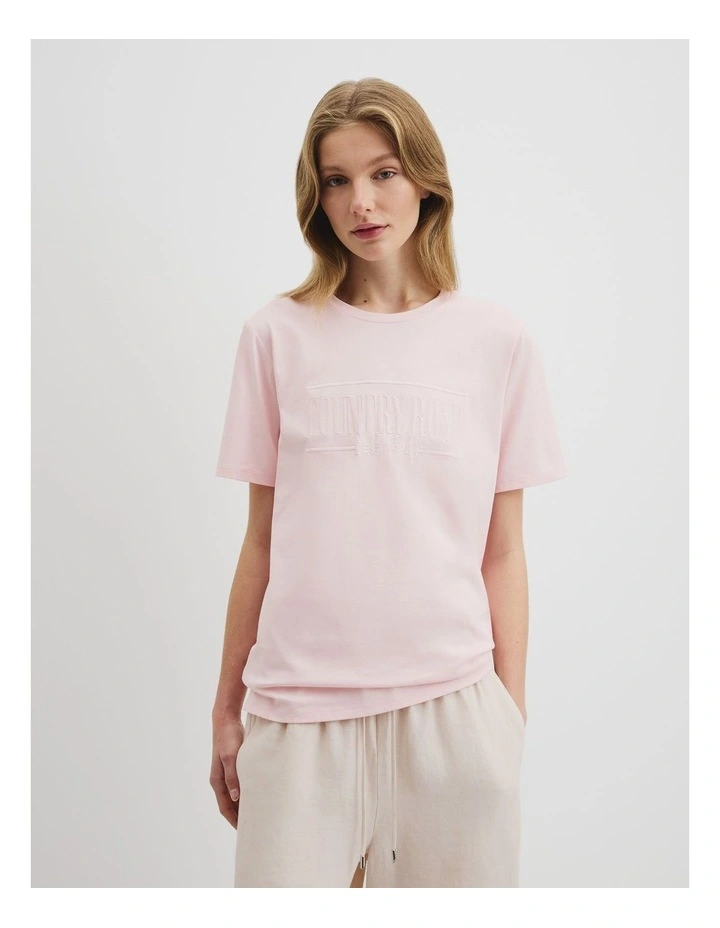 Verified Australian Cotton Heritage Embroidered T-shirt in Ballet Pink image 1