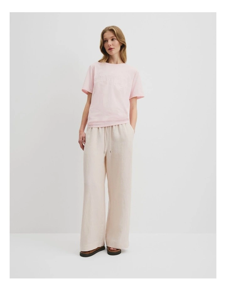 Verified Australian Cotton Heritage Embroidered T-shirt in Ballet Pink image 3