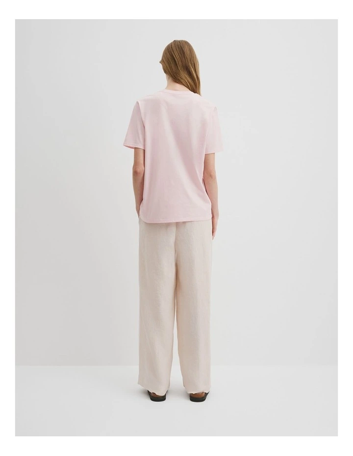 Verified Australian Cotton Heritage Embroidered T-shirt in Ballet Pink image 4