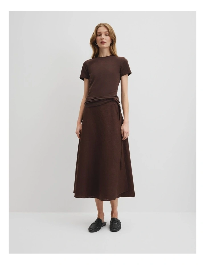 Australian Cotton Blend Fitted T-shirt in Cocoa image 3