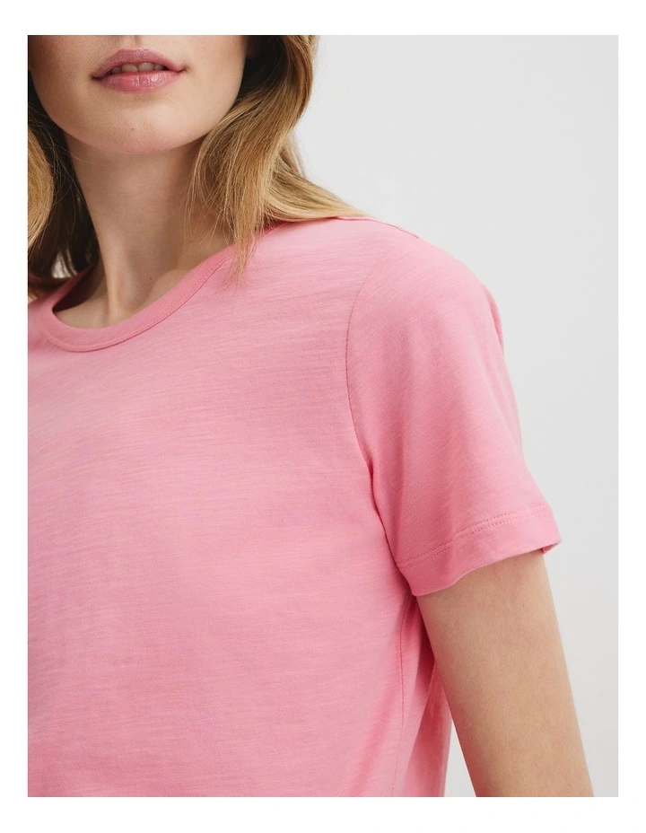 Australian Good Earth Cotton Slub Short Sleeve T-shirt in Rouge Pink image 2