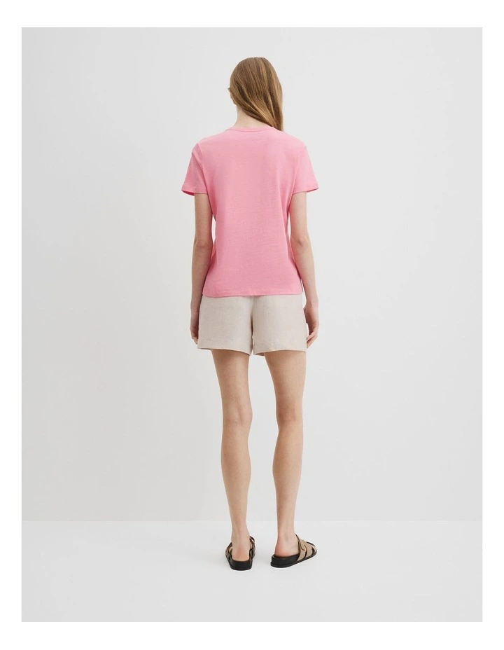 Australian Good Earth Cotton Slub Short Sleeve T-shirt in Rouge Pink image 4