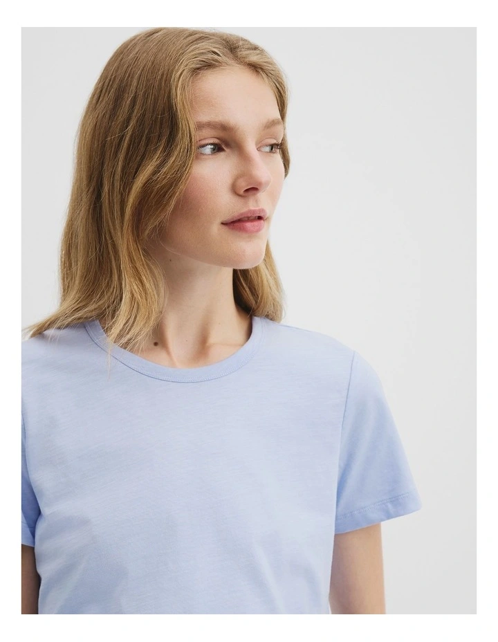 Australian Good Earth Cotton Slub Short Sleeve T-shirt in Ice Blue image 2