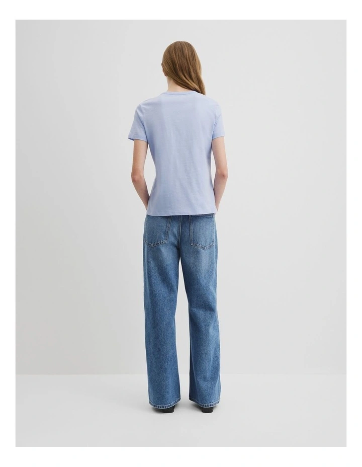 Australian Good Earth Cotton Slub Short Sleeve T-shirt in Ice Blue image 4