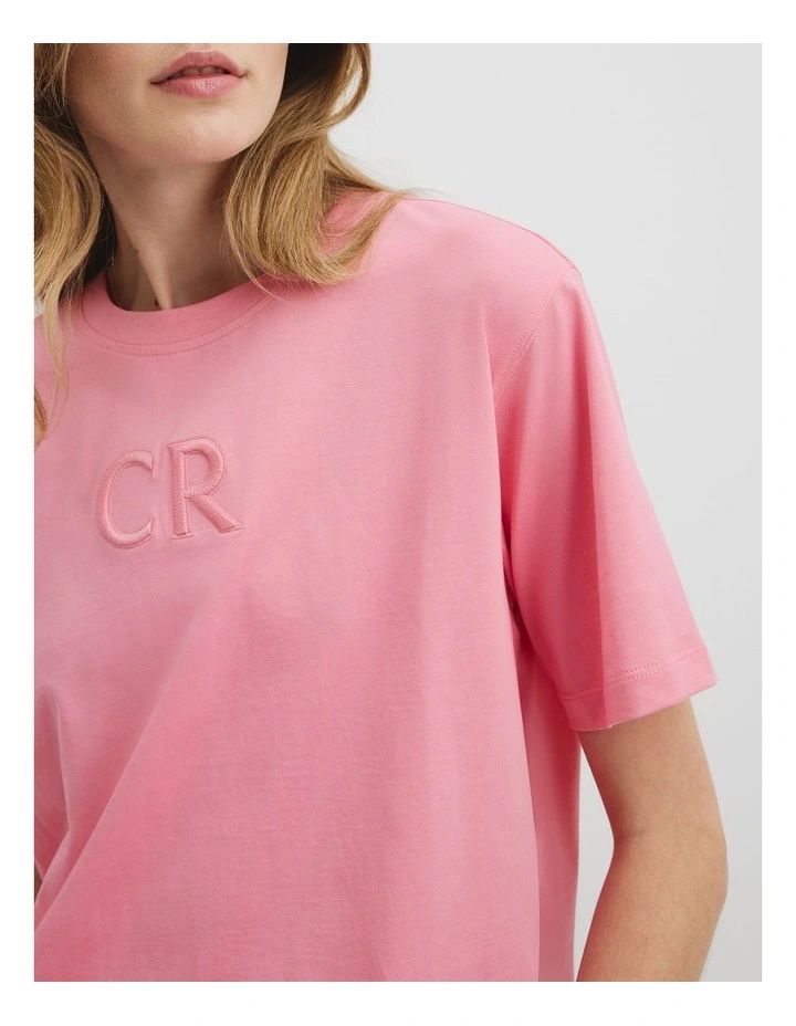 Australian Cotton Cr Logo T-shirt in Rouge Pink image 2