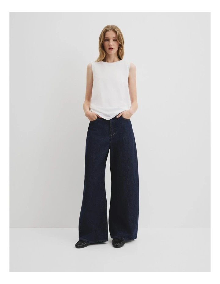 Australian Cotton Relaxed Crew Tank in White image 1