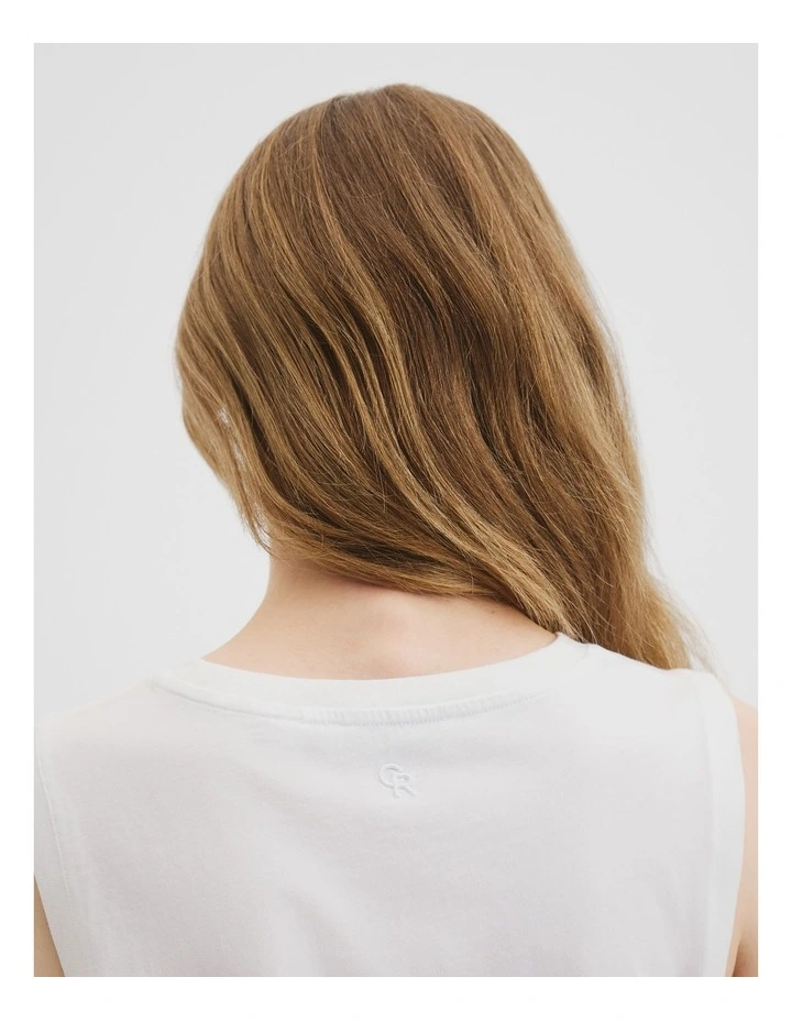 Australian Cotton Relaxed Crew Tank in White image 3
