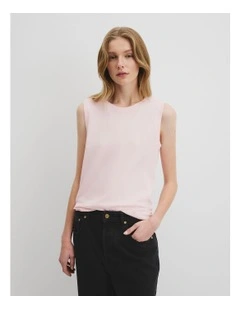 Australian Cotton Relaxed Crew Tank in Ballet Pink