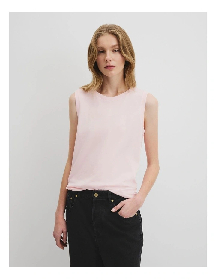 Australian Cotton Relaxed Crew Tank in Ballet Pink image 1