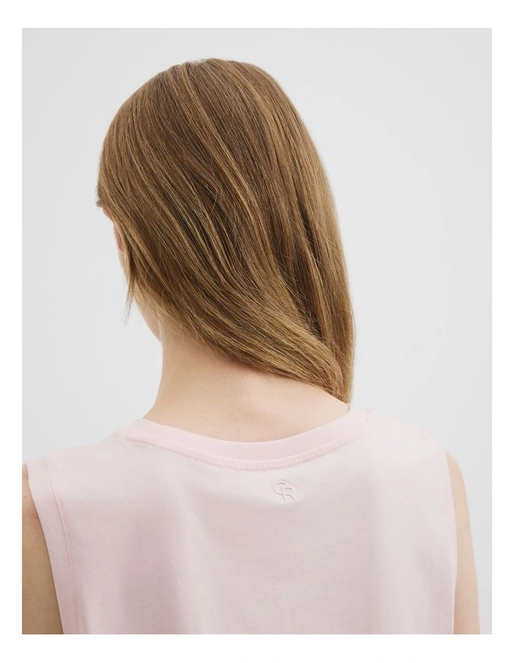 Australian Cotton Relaxed Crew Tank in Ballet Pink image 2