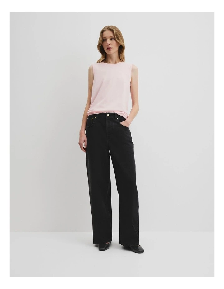 Australian Cotton Relaxed Crew Tank in Ballet Pink image 3