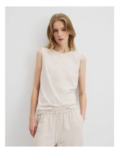 Australian Cotton Relaxed Crew Tank in Crema