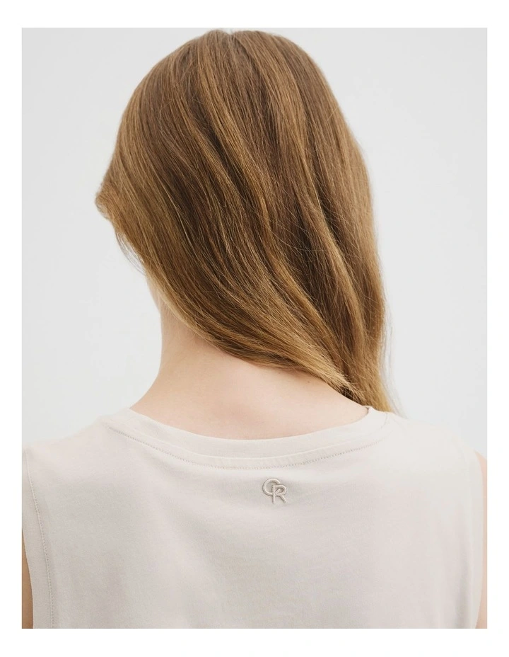 Australian Cotton Relaxed Crew Tank in Crema image 2
