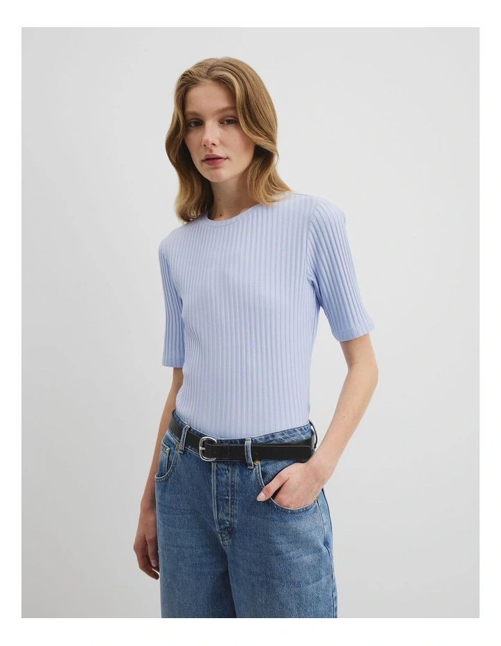 Short Sleeve Rib T-shirt in Ice Blue image 1