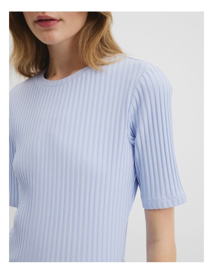 Short Sleeve Rib T-shirt in Ice Blue image 2