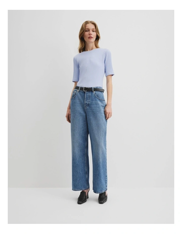 Short Sleeve Rib T-shirt in Ice Blue image 3