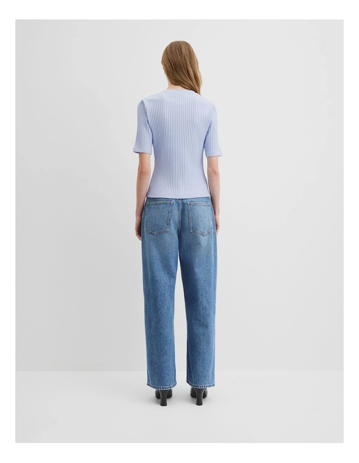 Short Sleeve Rib T-shirt in Ice Blue image 4