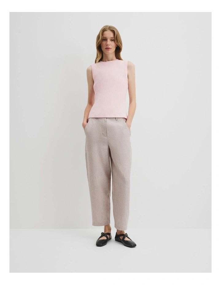 High Neck Rib Tank in Ballet Pink image 3