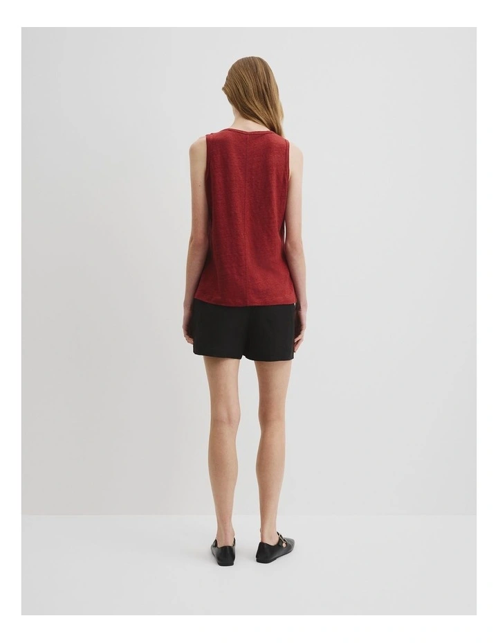 Organically Grown Linen Scoop Neck Tank in Brick image 4