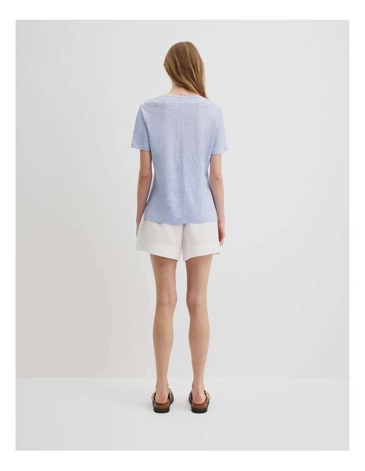 Organically Grown Linen Scoop Neck T-shirt in Ice Blue image 4